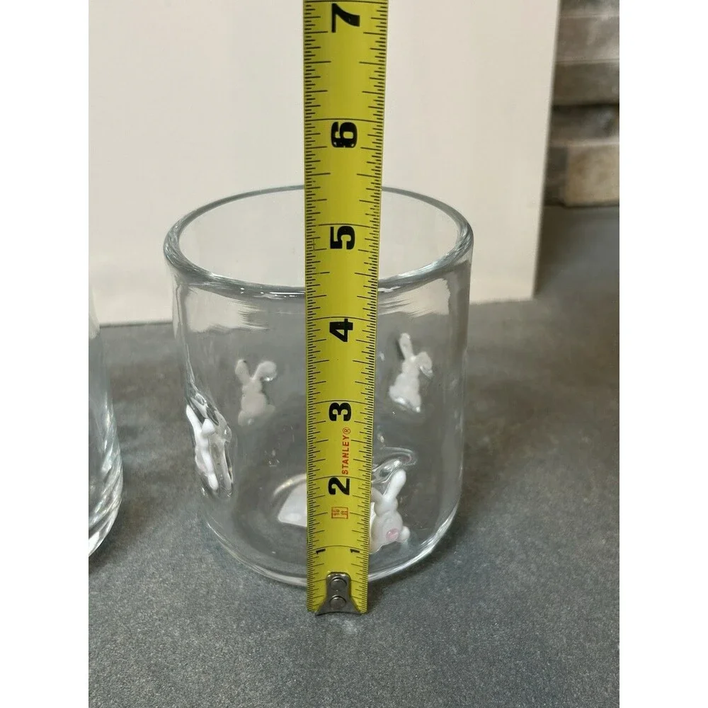 At Home Rabbit Icon Glass 17.25oz Clear/White Tumbler Set of 2 Easter